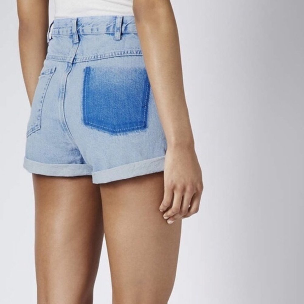Topshop Moto Rosa High Rise Mom Jean Shorts Boho